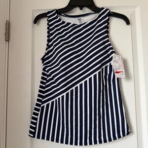 New Women’s Navy and White Striped Swim Top